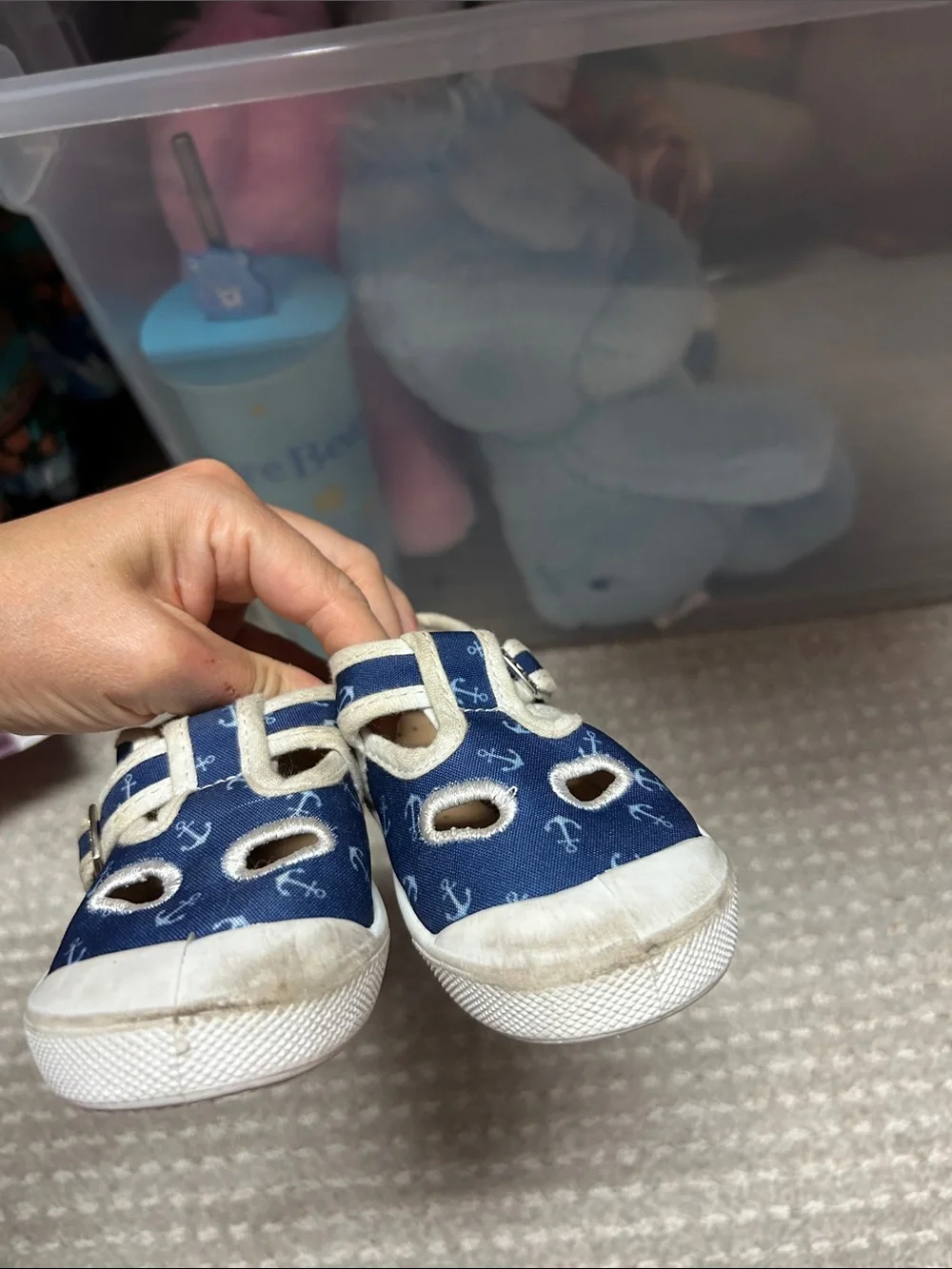 Superga baby/toddler Navy Anchor Print Canvas Sandals